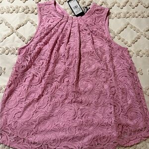 Adrianna Papell Pink Lace Sleeveless Blouse
